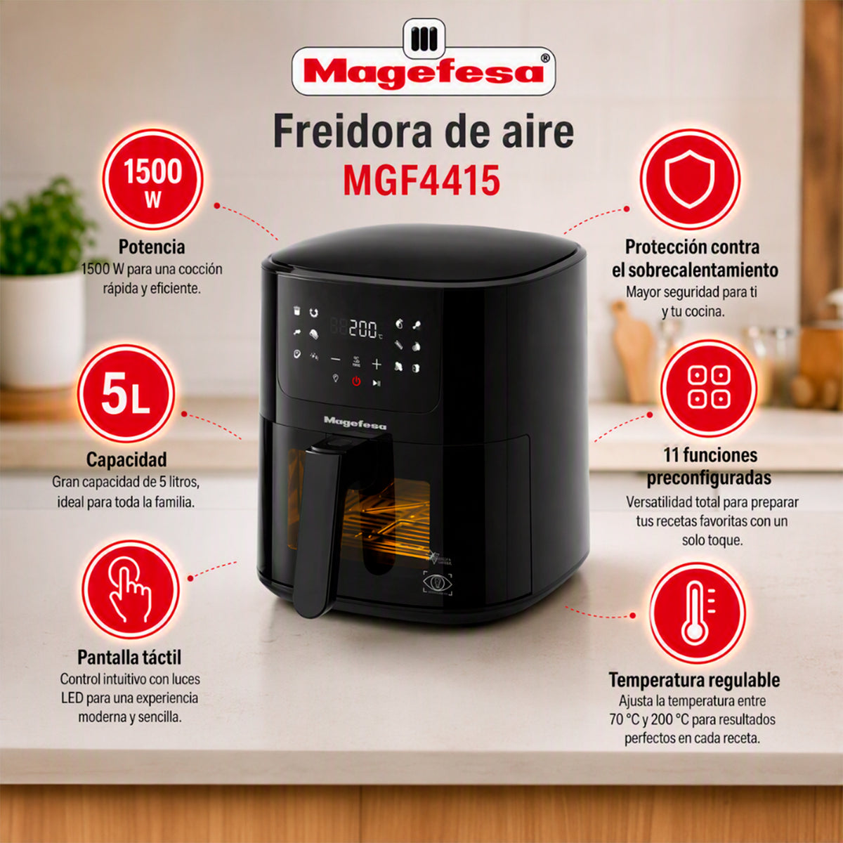 Freidora De Aire Magefesa Alisia 5L 1500W