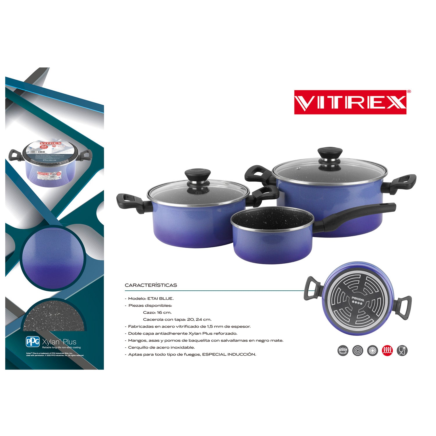 Olla De Acero Vitrex Etai Blue 24CM