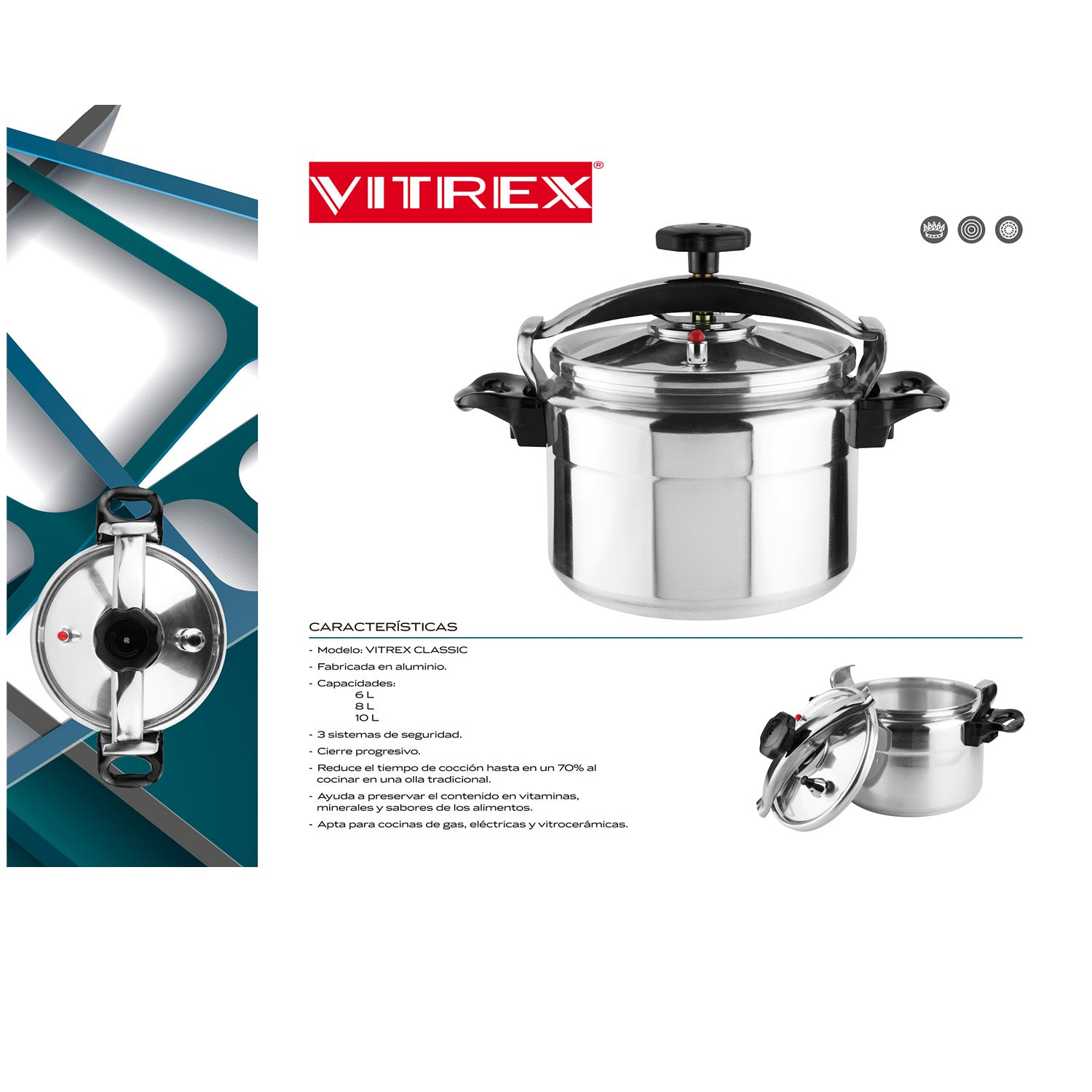 Olla A Presión Aluminio Vitrex 8 Litros