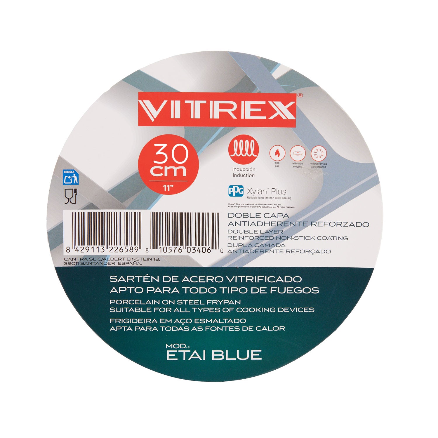 Sartén De Acero Antiadherente Vitrex Etai Blue 30CM