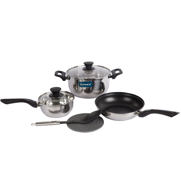 Bateria De Cocina Acero Inoxidable 7 piezas Vitrex