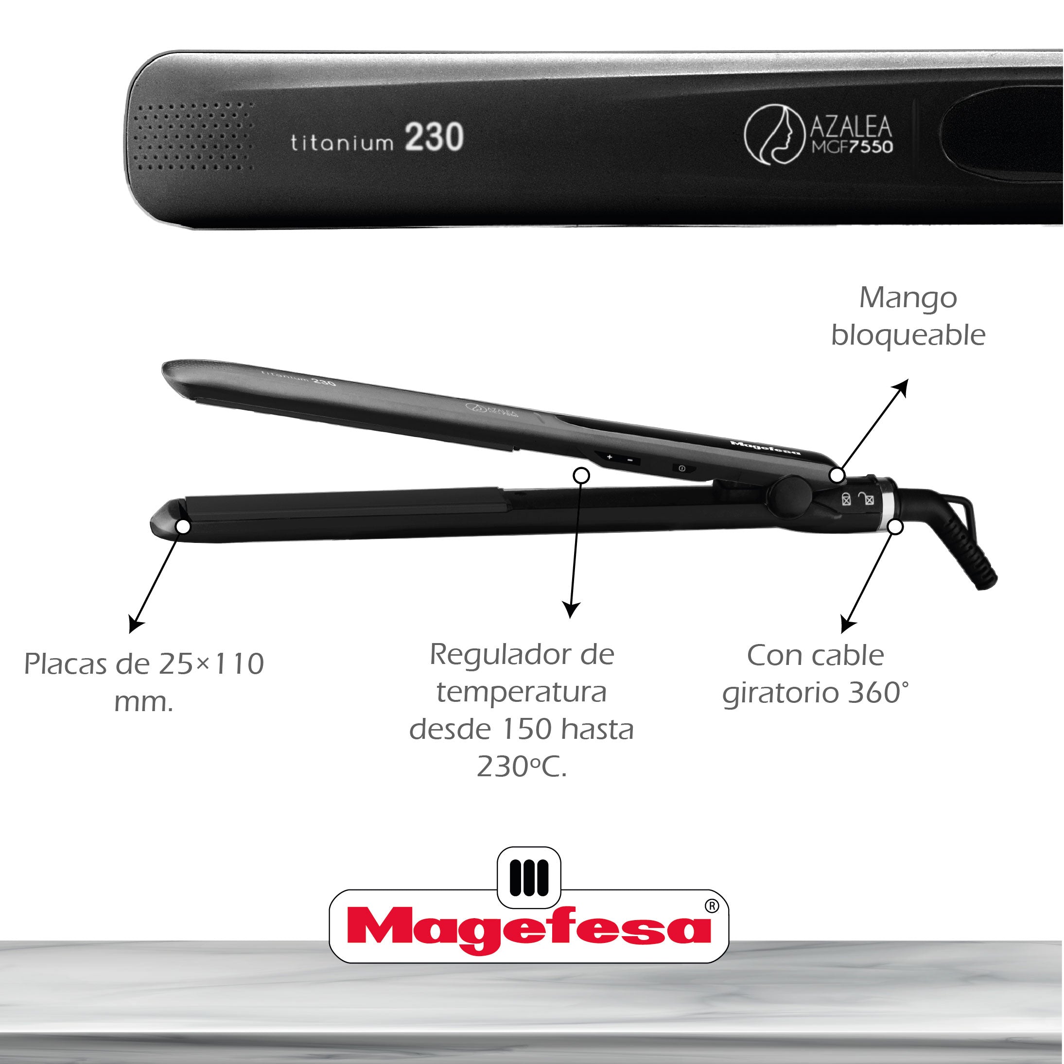Plancha De pelo Magefesa Azalea Black MGF7550