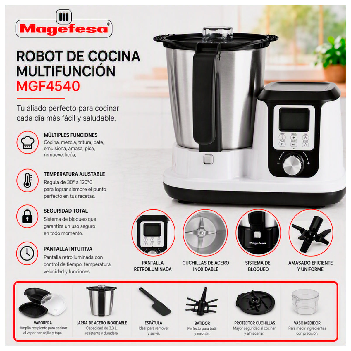 Robot De Cocina Magefesa Magchef White Mgf4540