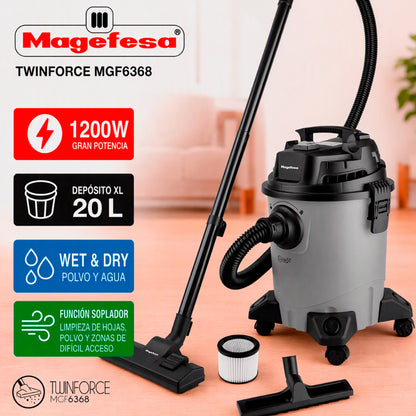 Aspiradora polvo/agua 20L Magefesa 1200W Twinforce MGF6368