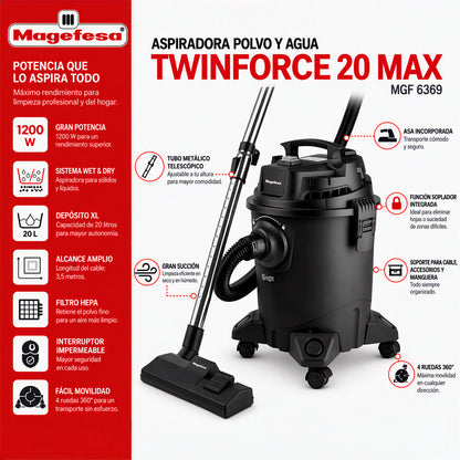 Aspiradora y Sopladora polvo/agua 20L Magefesa 1200W