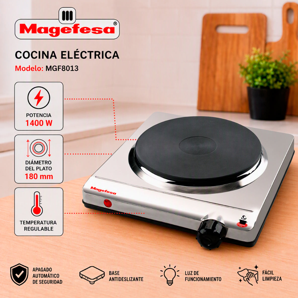 Cocina Electrica Magefesa Dinamic Inox Mgf8013