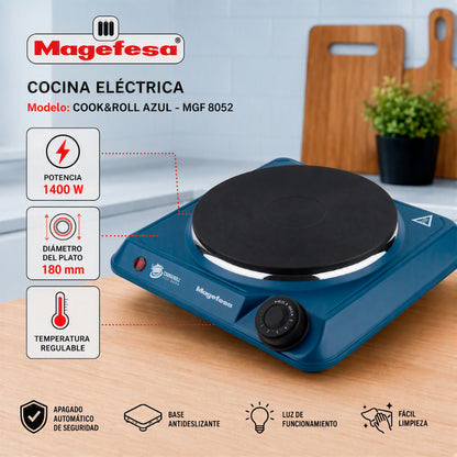 Cocina Electrica Encimera Magefesa 1 Plato 1400W Azul