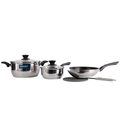 Bateria De Cocina Acero Inoxidable 7 piezas Vitrex