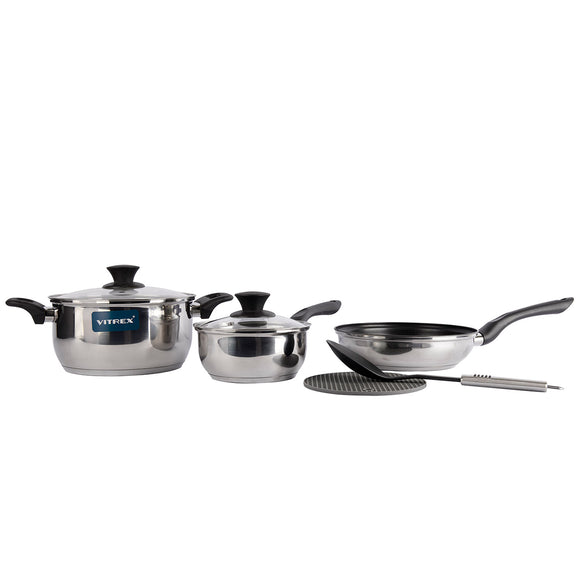 Bateria De Cocina Acero Inoxidable 7 piezas Vitrex
