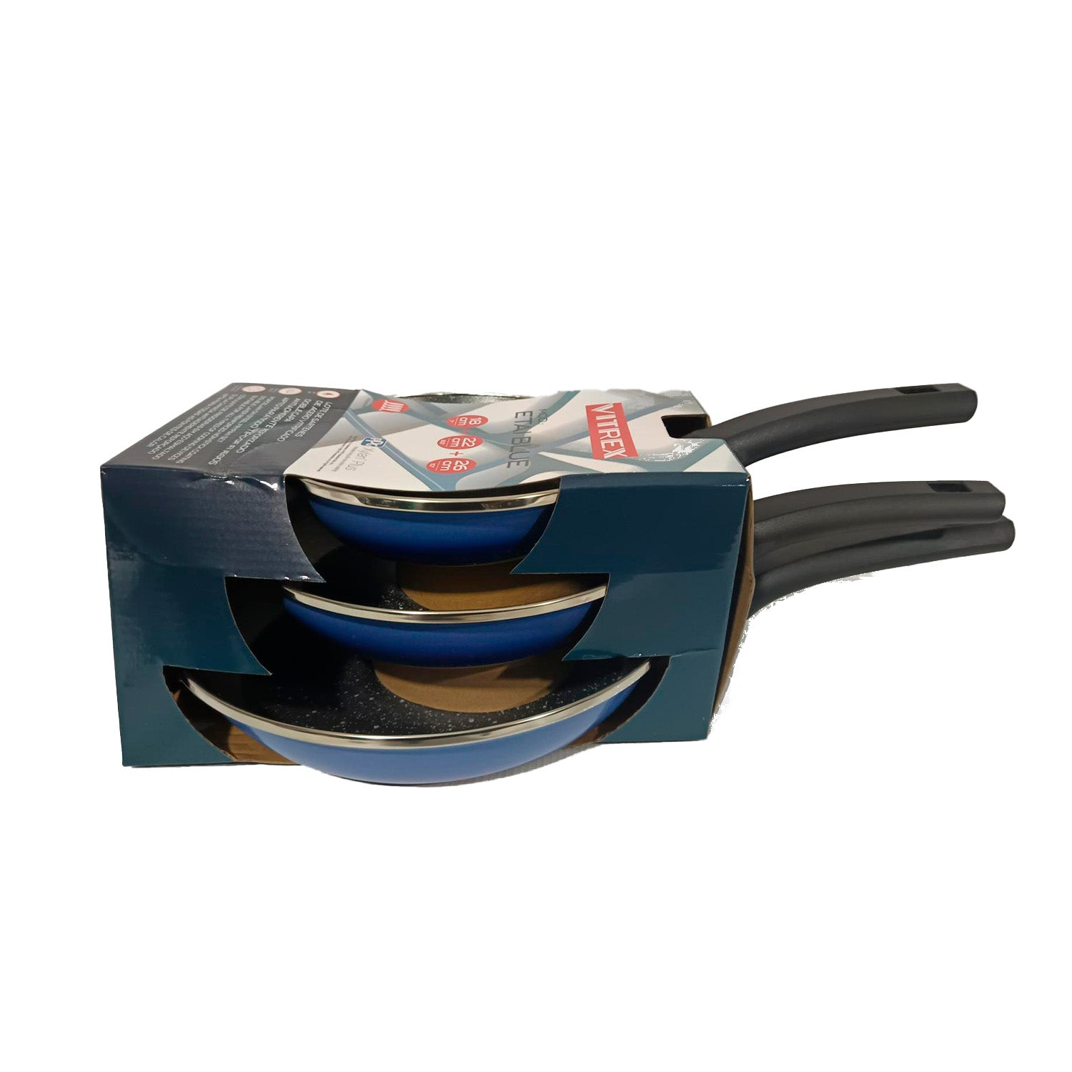 Set Sarténes Etai Blue Vitrex 18-22-26 cm  Antiadherente