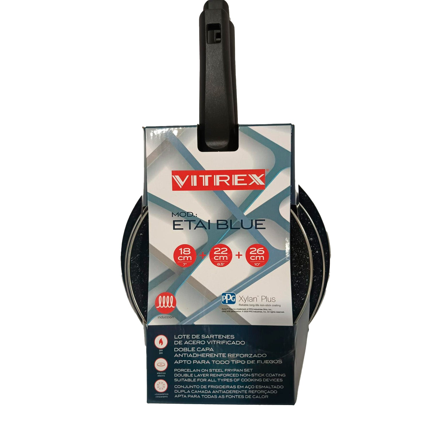 Set Sarténes Etai Blue Vitrex 18-22-26 cm  Antiadherente