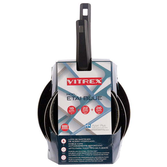 Set Sartenes Antiadherente Vitrex Etai Blue 18-22-26CM