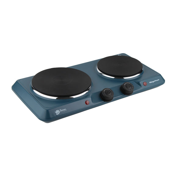 Cocina Electrica Encimera 2 Plato 2000W Azul