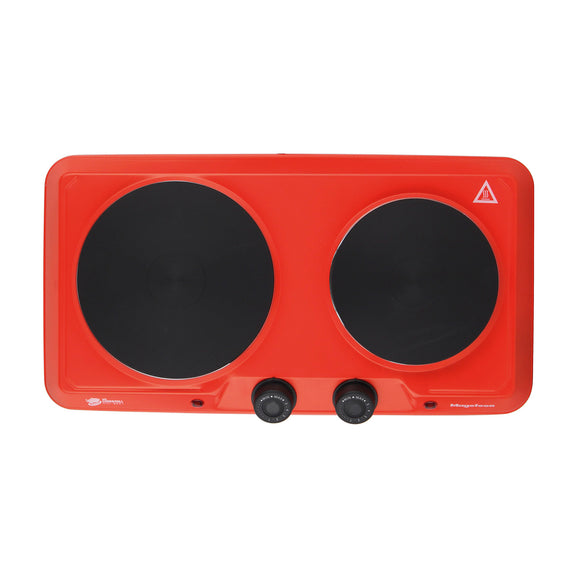 Cocina Electrica Encimera 2 Plato 2000W Roja
