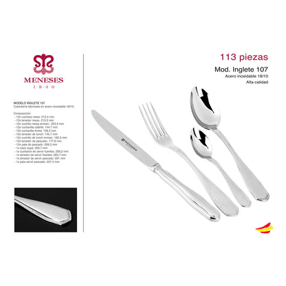 Maleta De Cuchillería  Meneses Inglete 107 Acero Inox 113 P
