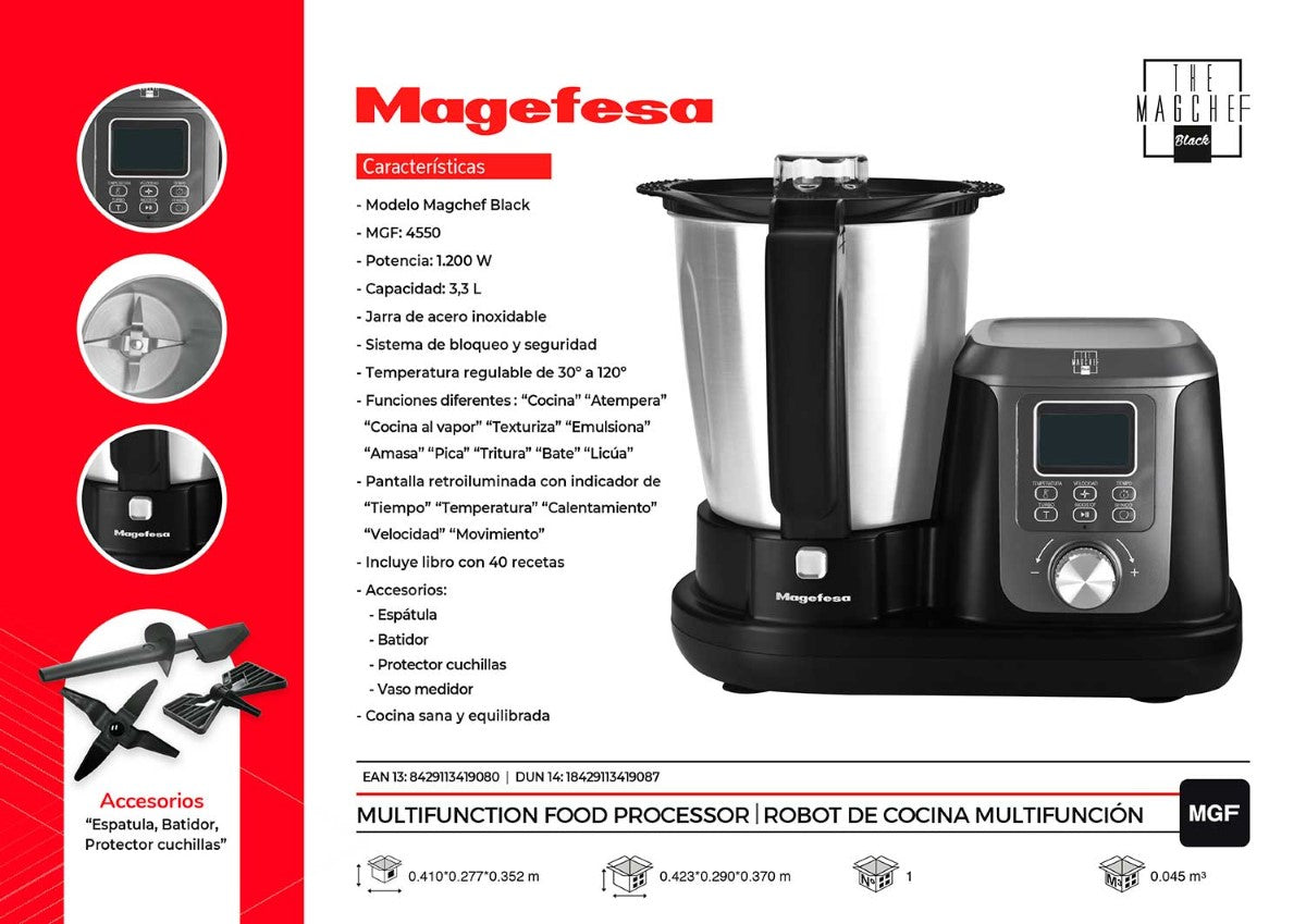 Robot De Cocina Magefesa Magchef Black Mgf4550