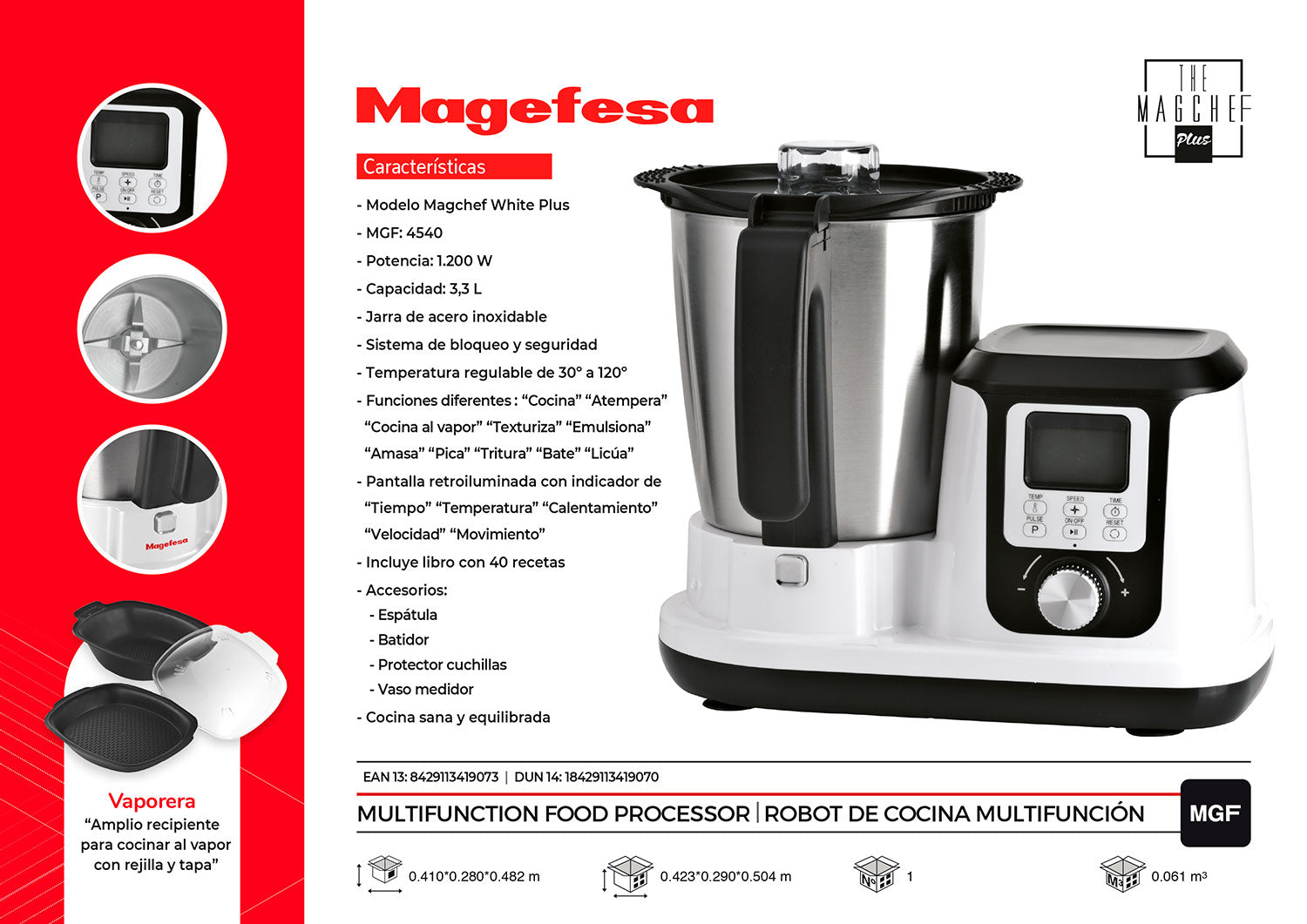 Robot De Cocina Magefesa Magchef White Mgf4540