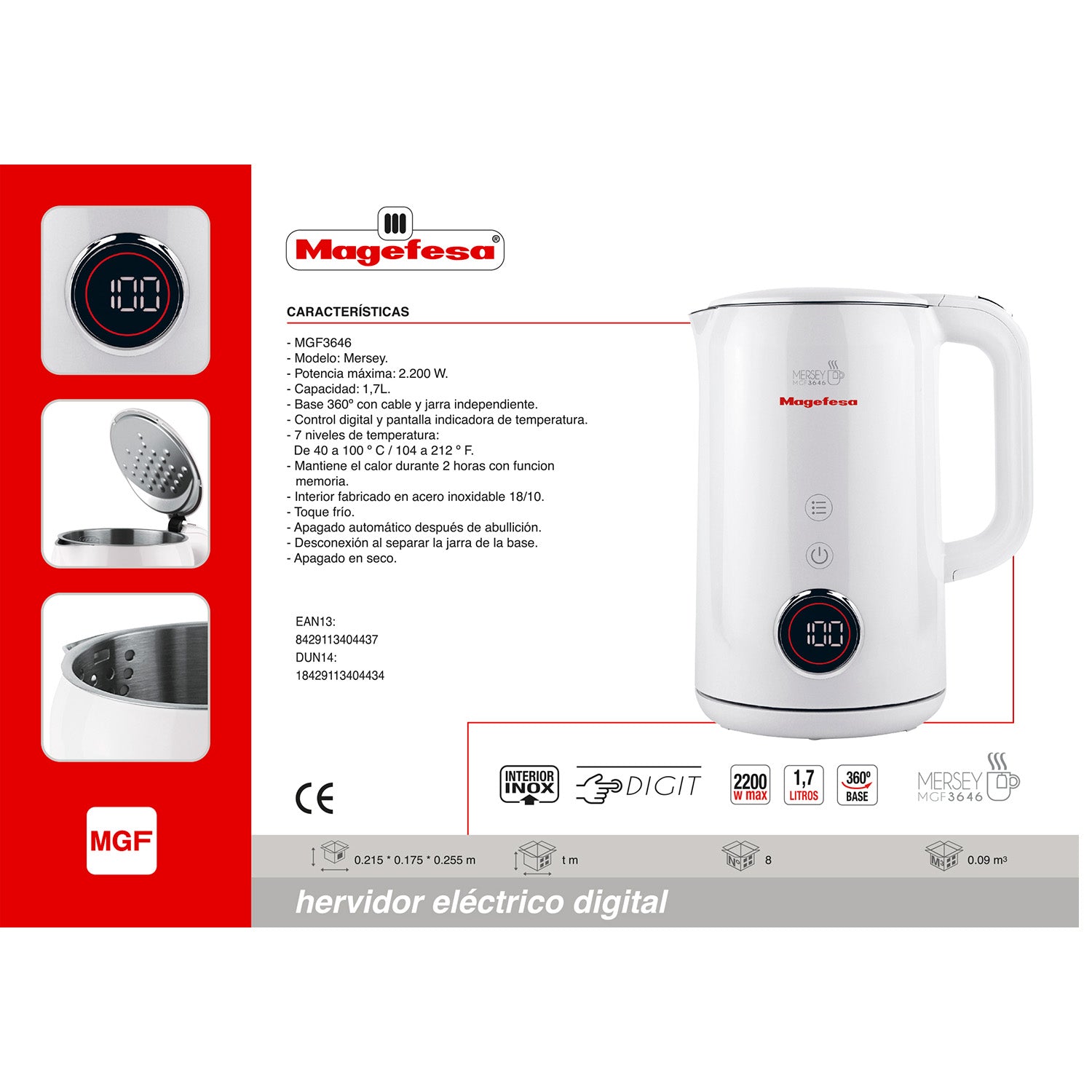 Hervidor Digital 1.7L Magefesa Mersey MGF3646