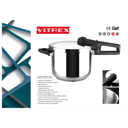 Olla a Presión Acero Inoxidable 6 Litros Vitrex