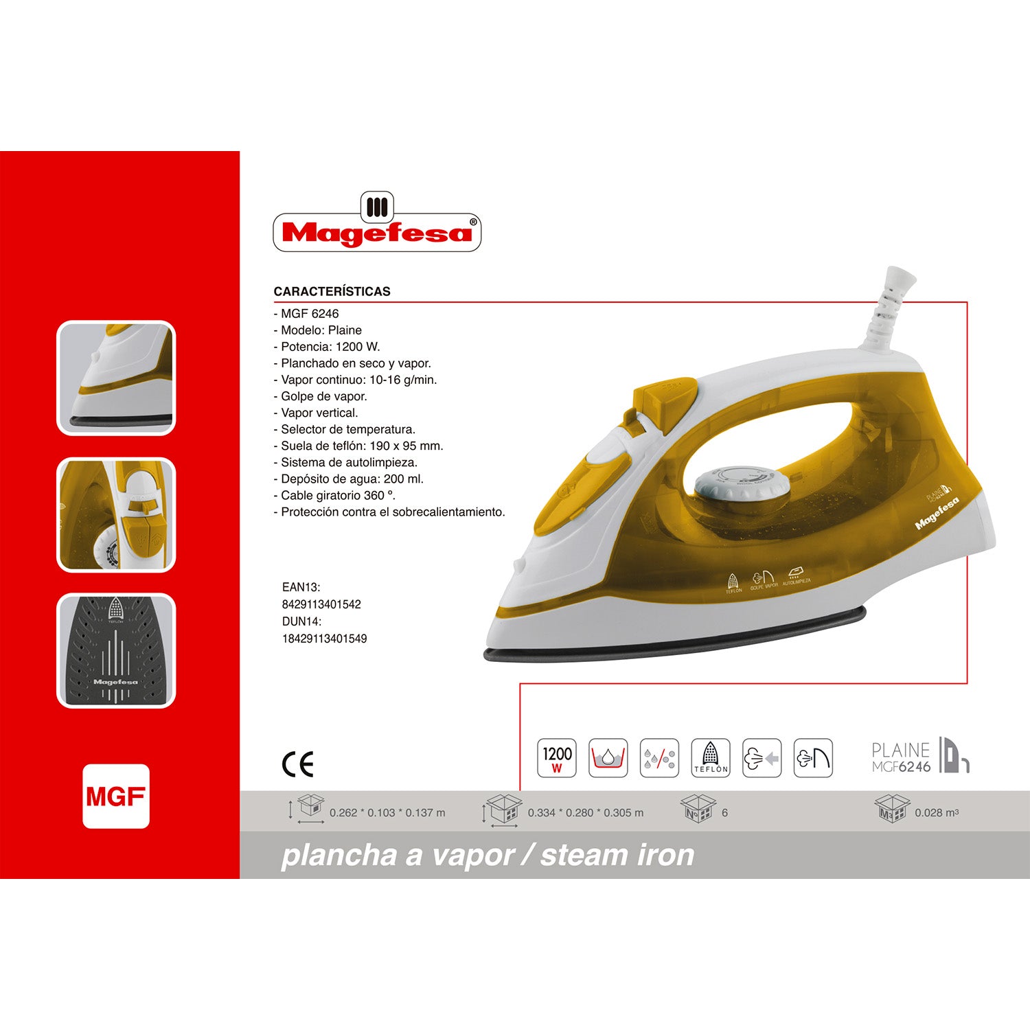 Plancha De Ropa A Vapor Magefesa Plaine MGF6246