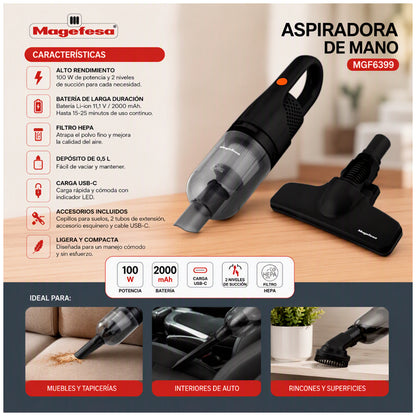 Aspiradora de mano inálambrica Magefesa 100W