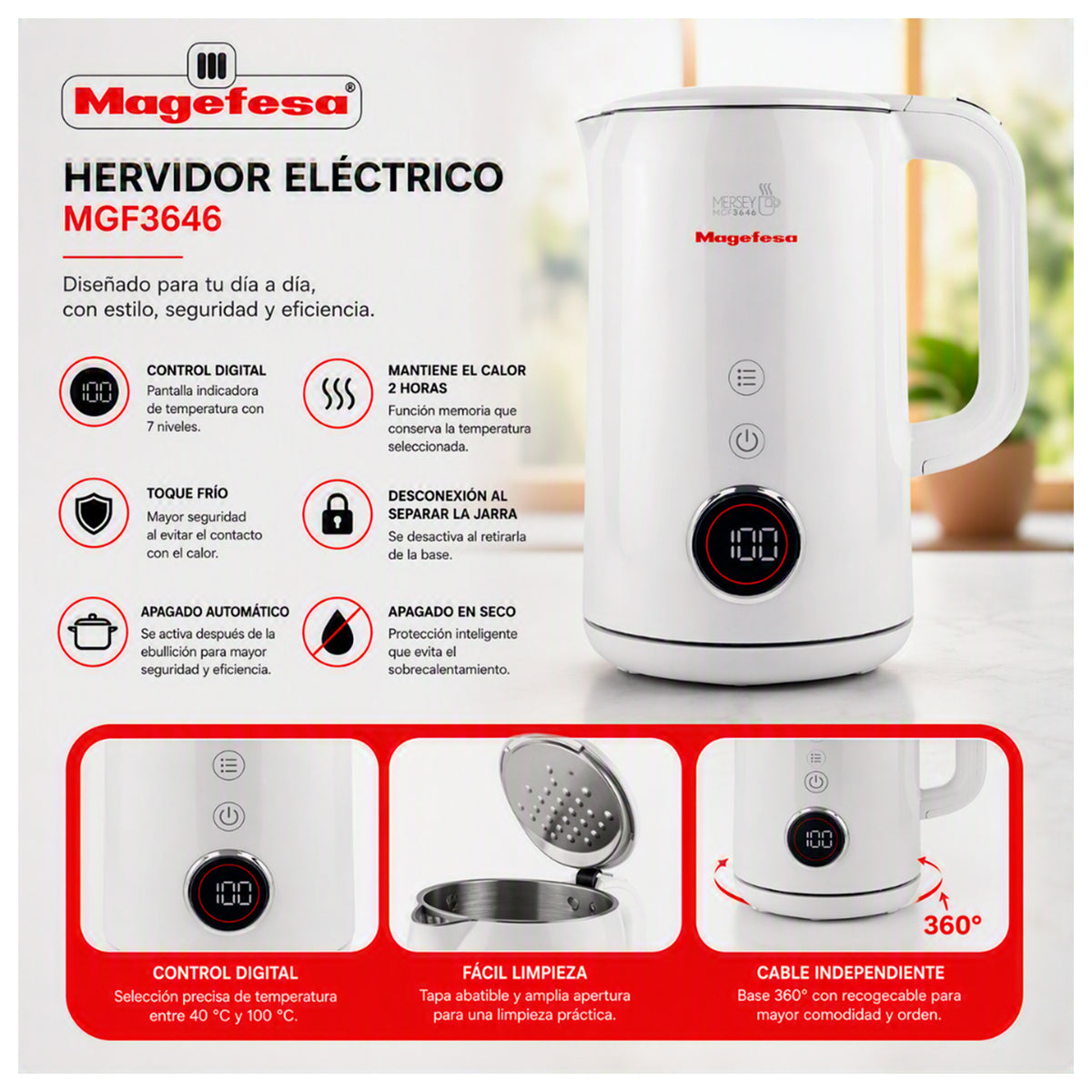 Hervidor Digital 1.7L Magefesa Mersey MGF3646