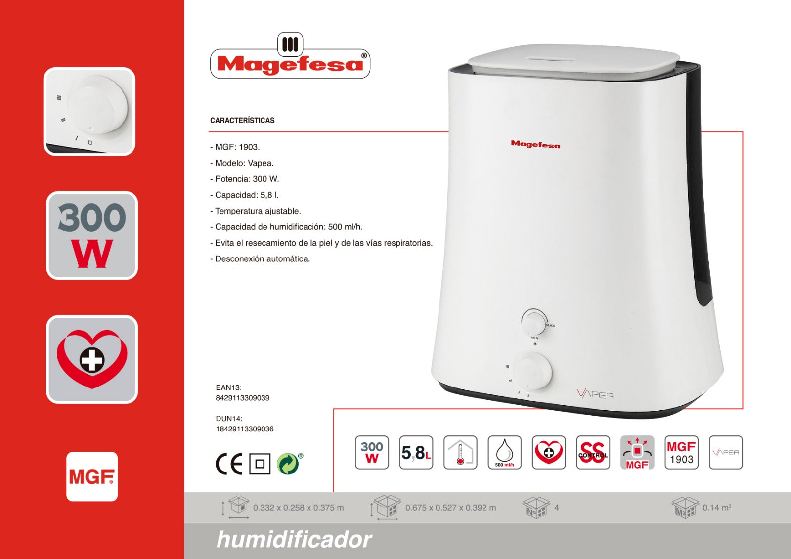 Humidificador Magefesa Vapea Mgf1903