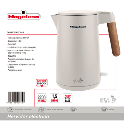 Hervidor Eléctrico Magefesa 1.5 L Hinoki 2.200W